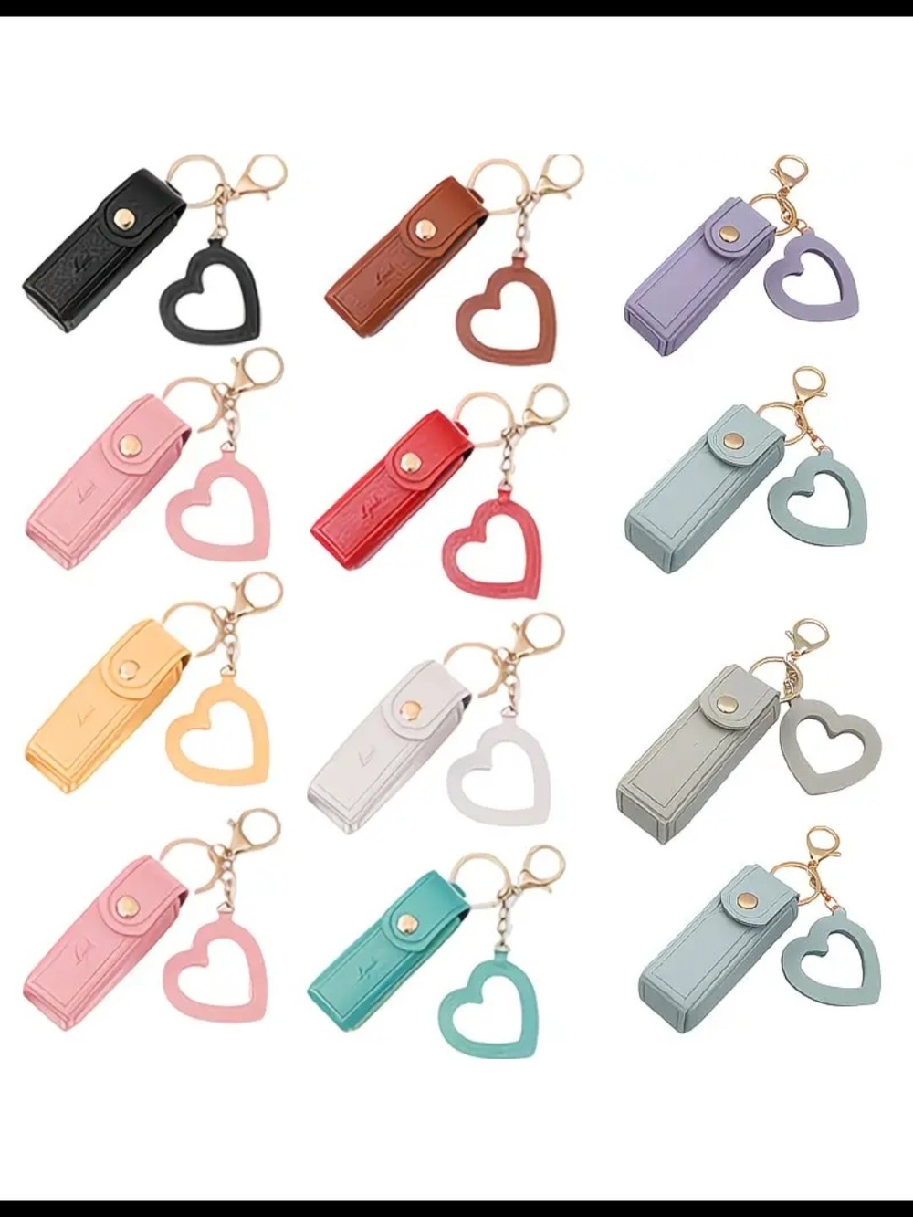 Lipstick Case Keychain with Heart Mirror